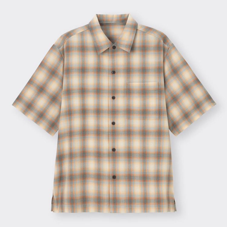 GU公式 オンブレチェックシャツ(5分袖)