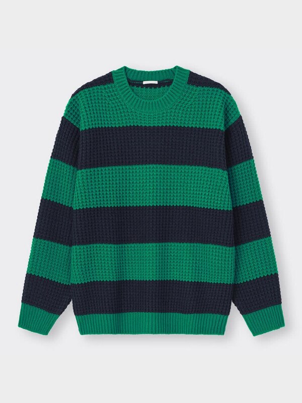 ローゲージ畦ボーダーセーター(長袖)+E