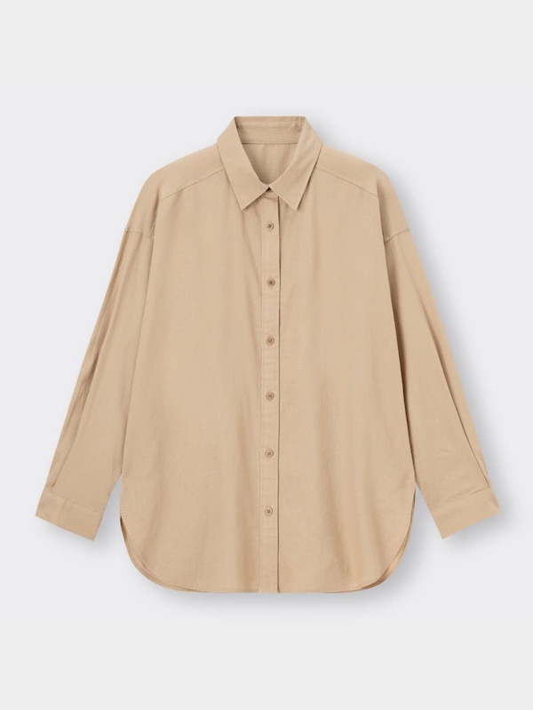 リネンブレンドオーバーサイズシャツ(長袖)