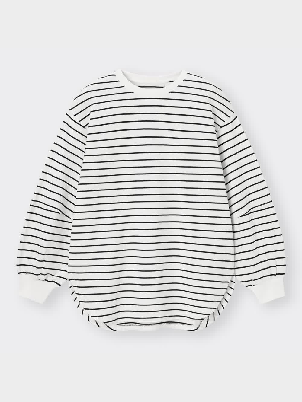 参考画像 GU公式 | ミニ裏毛オーバーサイズT(長袖)(ボーダー)+E