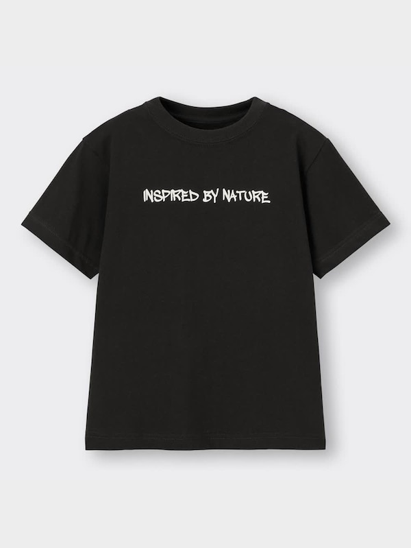 KIDS(男女兼用)グラフィックT(半袖)バックプリントフラワー