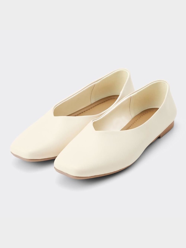 スクエアシフォンフラットシューズ