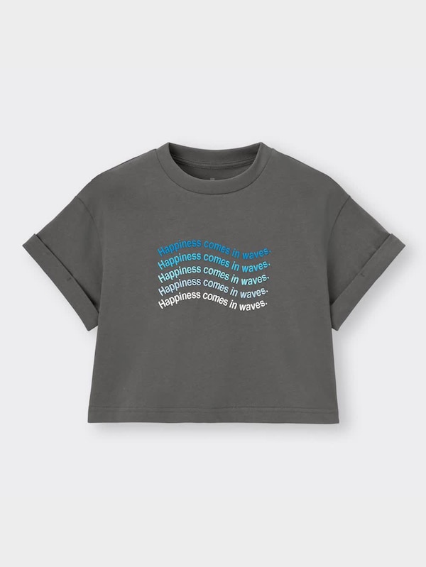 GIRLSクロップドグラフィックT(半袖)(ウェーブロゴ)