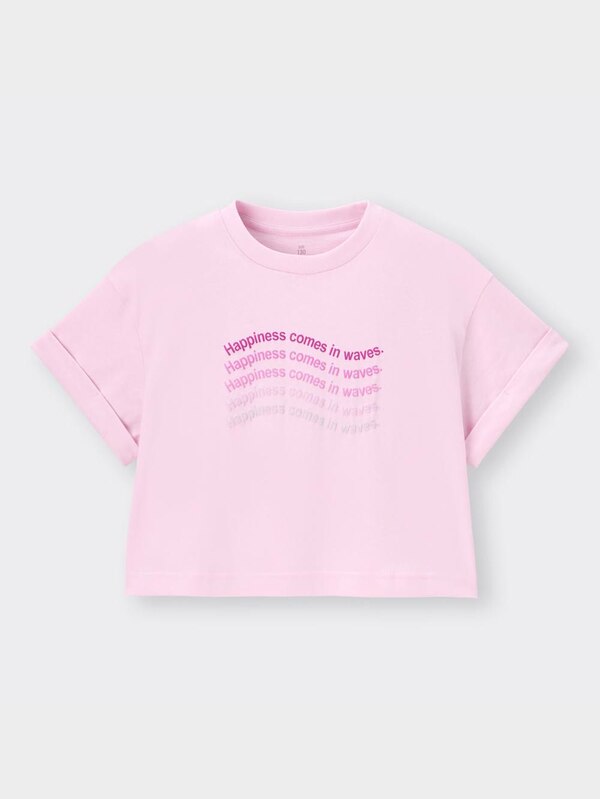 GIRLSクロップドグラフィックT(半袖)(ウェーブロゴ)