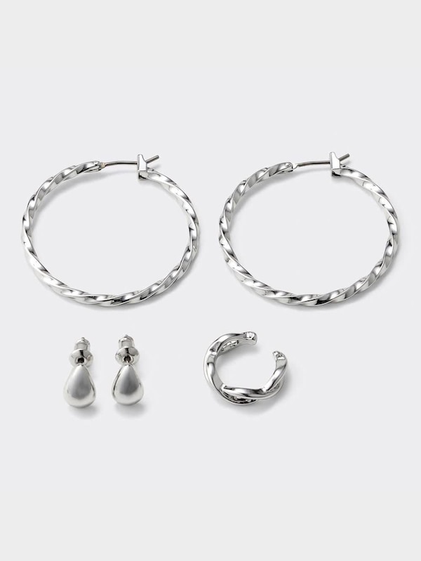 メタルツイストフープピアスセット