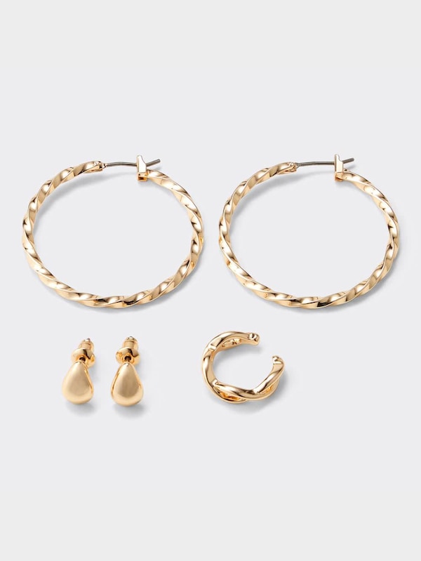 メタルツイストフープピアスセット