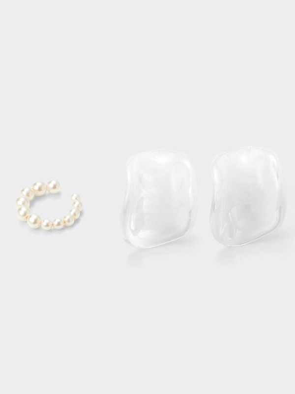 カラープレートピアス&イヤーカフセット