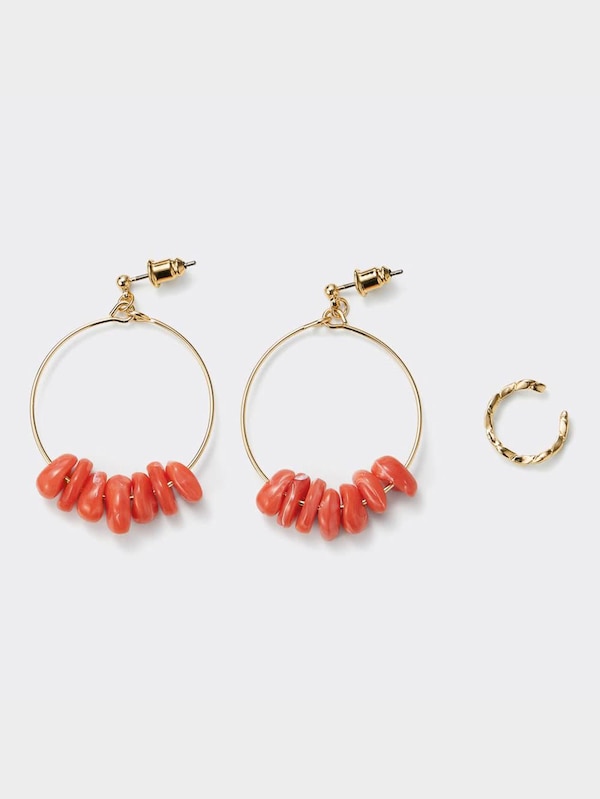 ストーンフープピアス&イヤーカフセット