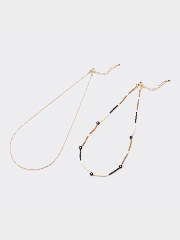 カラービーズフラワーネックレス