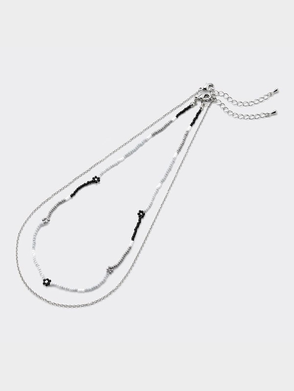 カラービーズフラワーネックレス