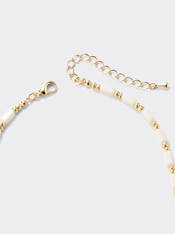 ビーズ&メタルコインネックレス