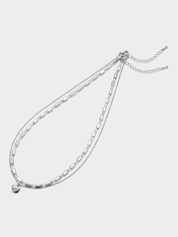 ビーズ&メタルコインネックレス