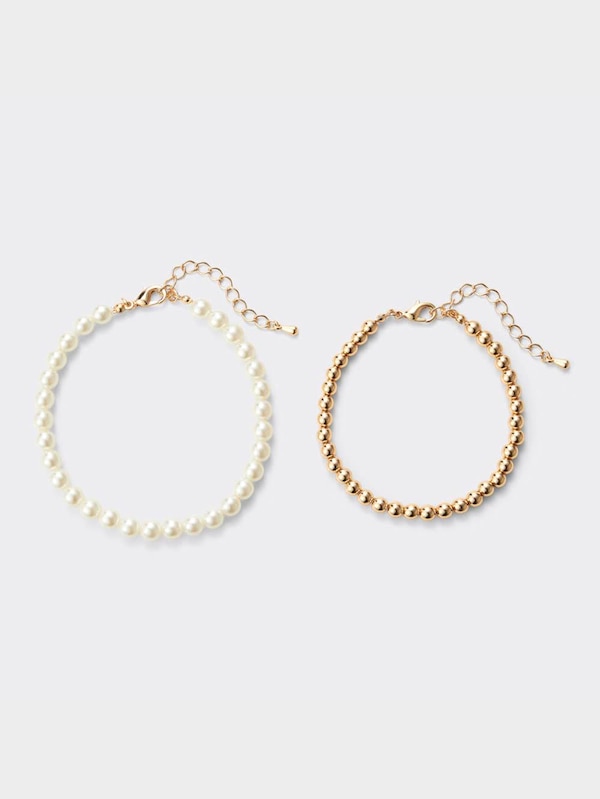 パールライク&メタルボールブレスレット