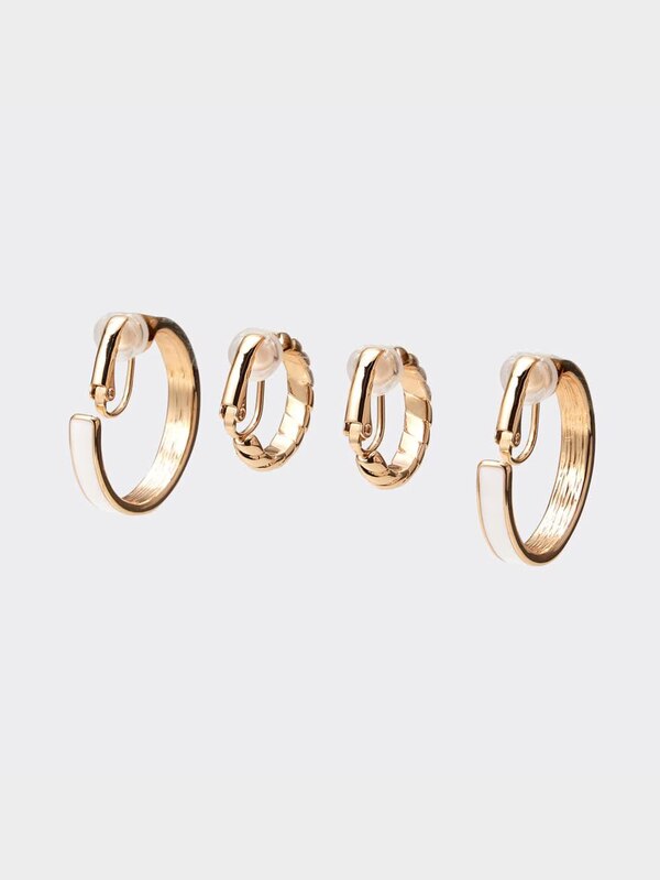 フープイヤリング&イヤーカフセット4P