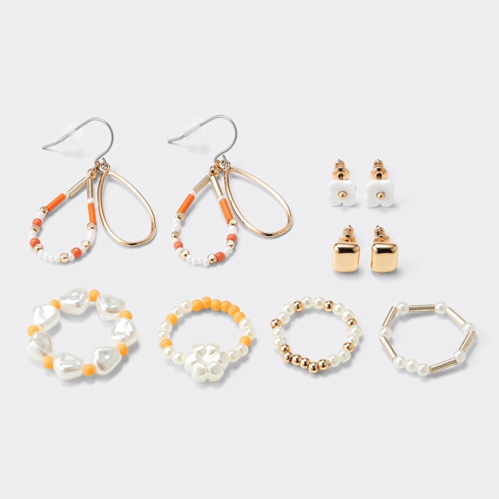 ビーズピアス&リングセット7P