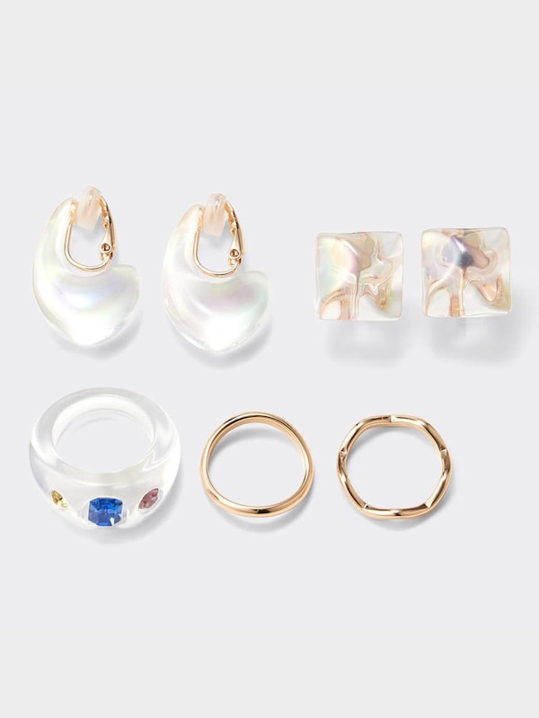 ク  リアイヤリング&リングセット5P