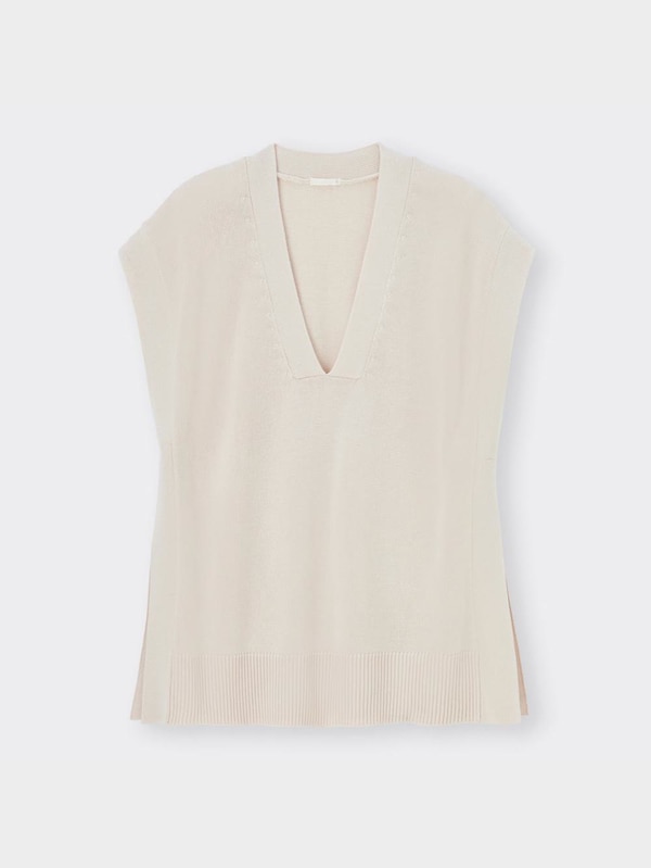 Vネックニットチュニック(ノースリーブ)+X