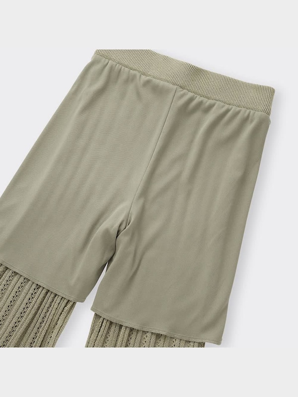 透かし編みニットパンツ+X