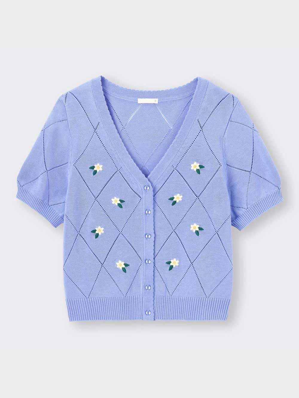 GU公式 | エンブロイダリーカーディガン(半袖)OSC+EC