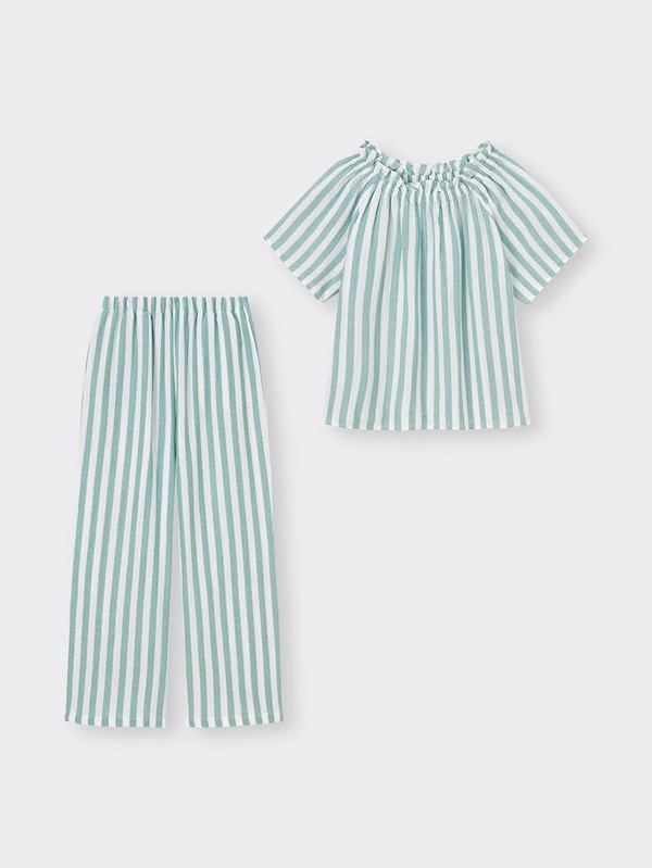 オーガニックコットンプルオーバーパジャマ半袖&ロングパンツ+X