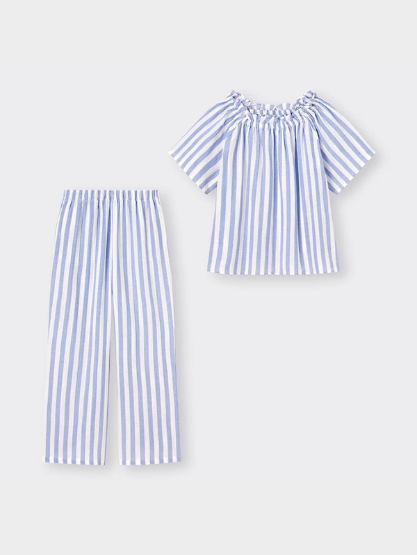 オーガニックコットンプルオーバーパジャマ半袖&ロングパンツ+X