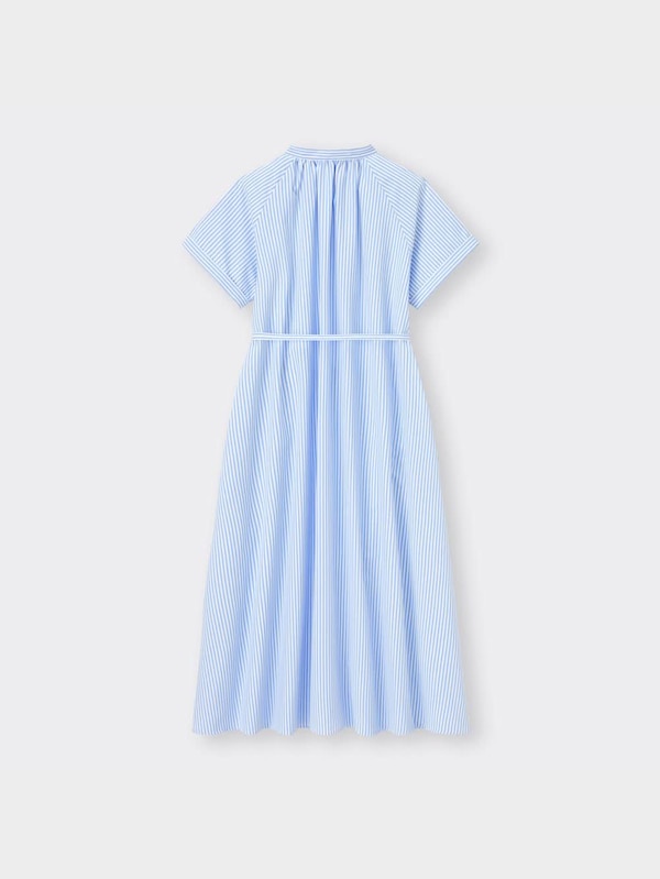 ストライプバンドカラーシャツワンピース(半袖)