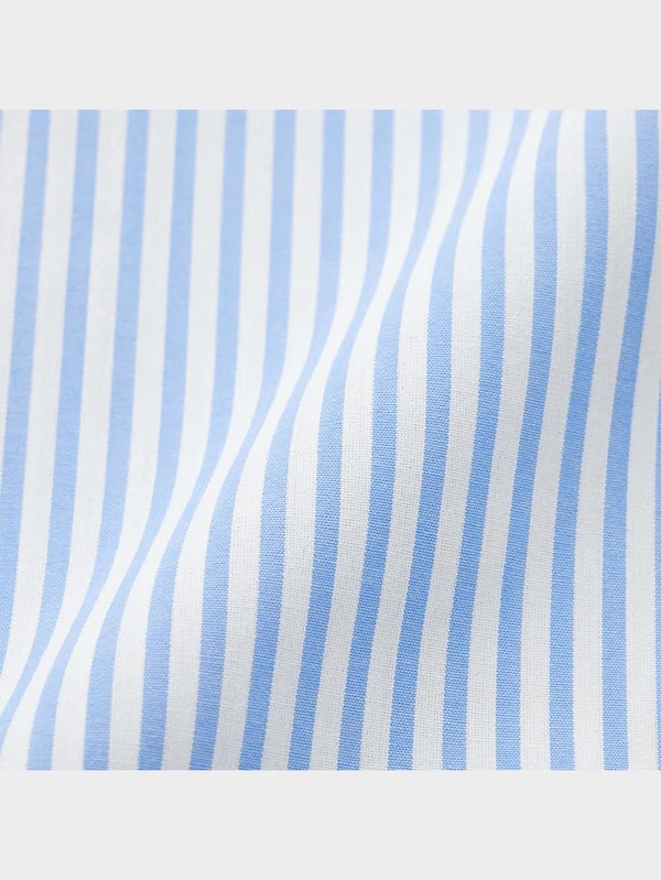 ストライプバンドカラーシャツワンピース(半袖)+EC(丈短め109cm～118cm)