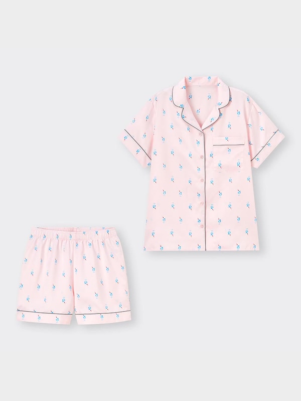 サテンパジャマ(半袖&ショートパンツ)(クリームソーダ)+EC