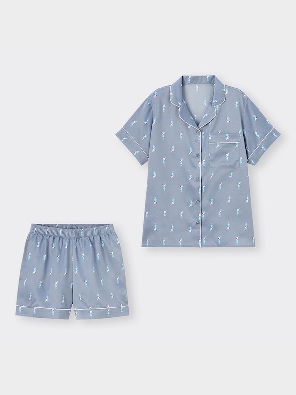 サテンパジャマ(半袖&ショートパンツ)(クリームソーダ)+EC