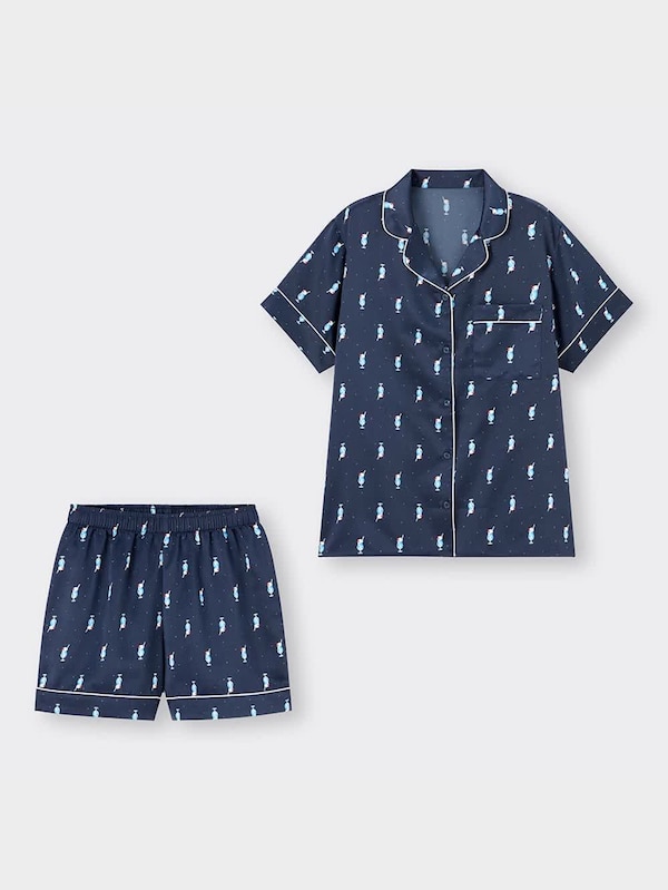 サテンパジャマ(半袖&ショートパンツ)(クリームソーダ)+EC