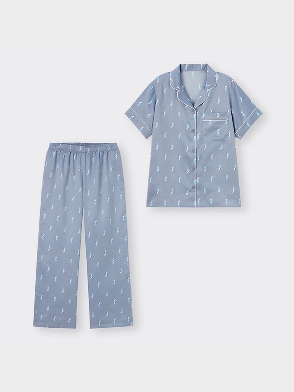 サテンパジャマ(半袖&ロングパンツ)(クリームソーダ)+X