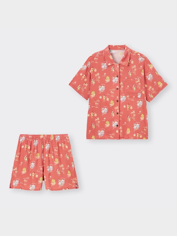 レーヨンパジャマ(半袖&ショートパンツ)(アロハ)+E