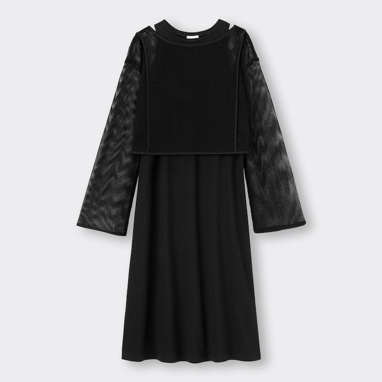GU公式 メッシュセットワンピース(ノースリーブ)OSA+EC(丈短め110cm～117cm)