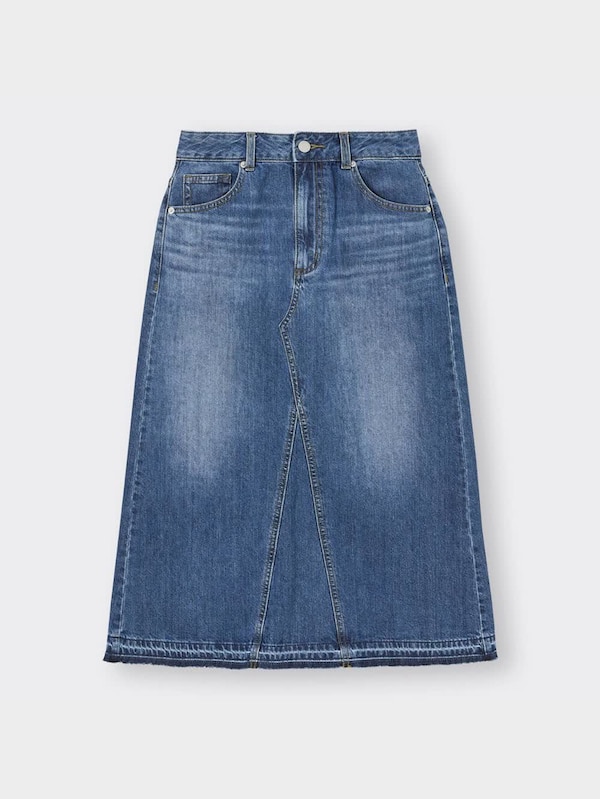 デニムAラインミディスカート+EC(丈短め74.0～78.0cm)