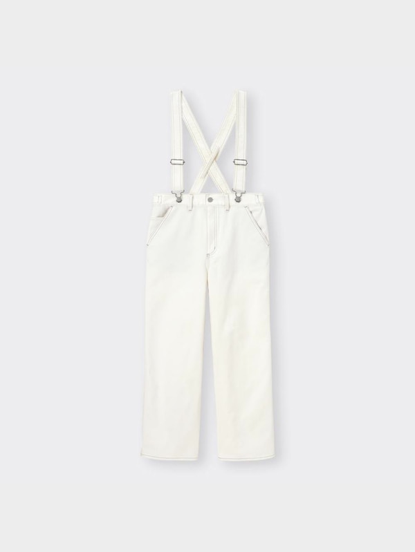 サスペンダー付きワイドジーンズ+E