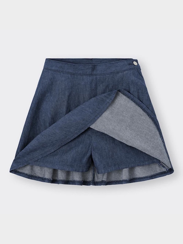 ライトデニムフレアミニスカートパンツYT+X