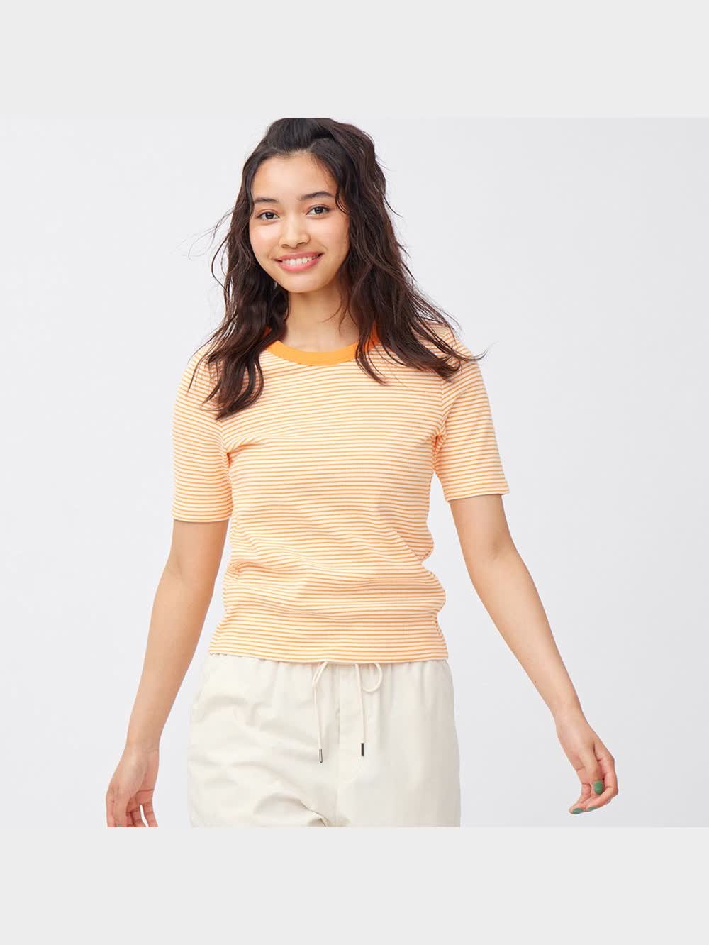 よしページ GU公式 | リブT(半袖)(ボーダー)+E