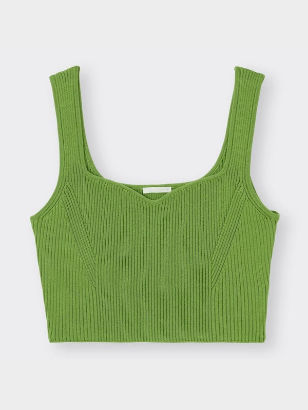  リブニットクロップドタンクトップQ+E