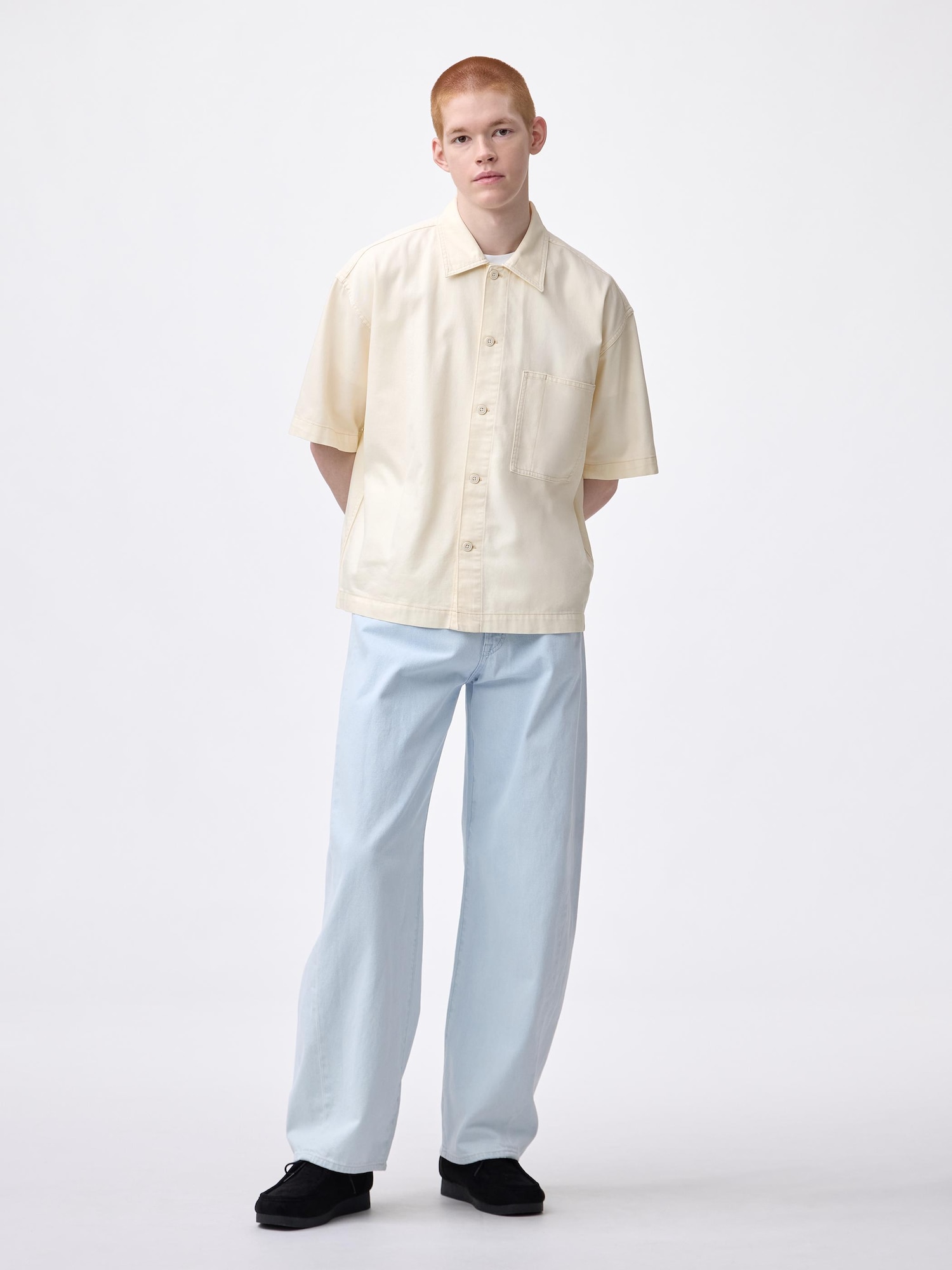 GU公式 | バレルレッグジーンズ+EC(丈長め80.0cm)(メンズ)