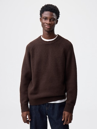 パフニットプルオーバー 【メンズ】 【ニット・カーディガン】【GU公式/ジーユー】 【DARK BROWN】
