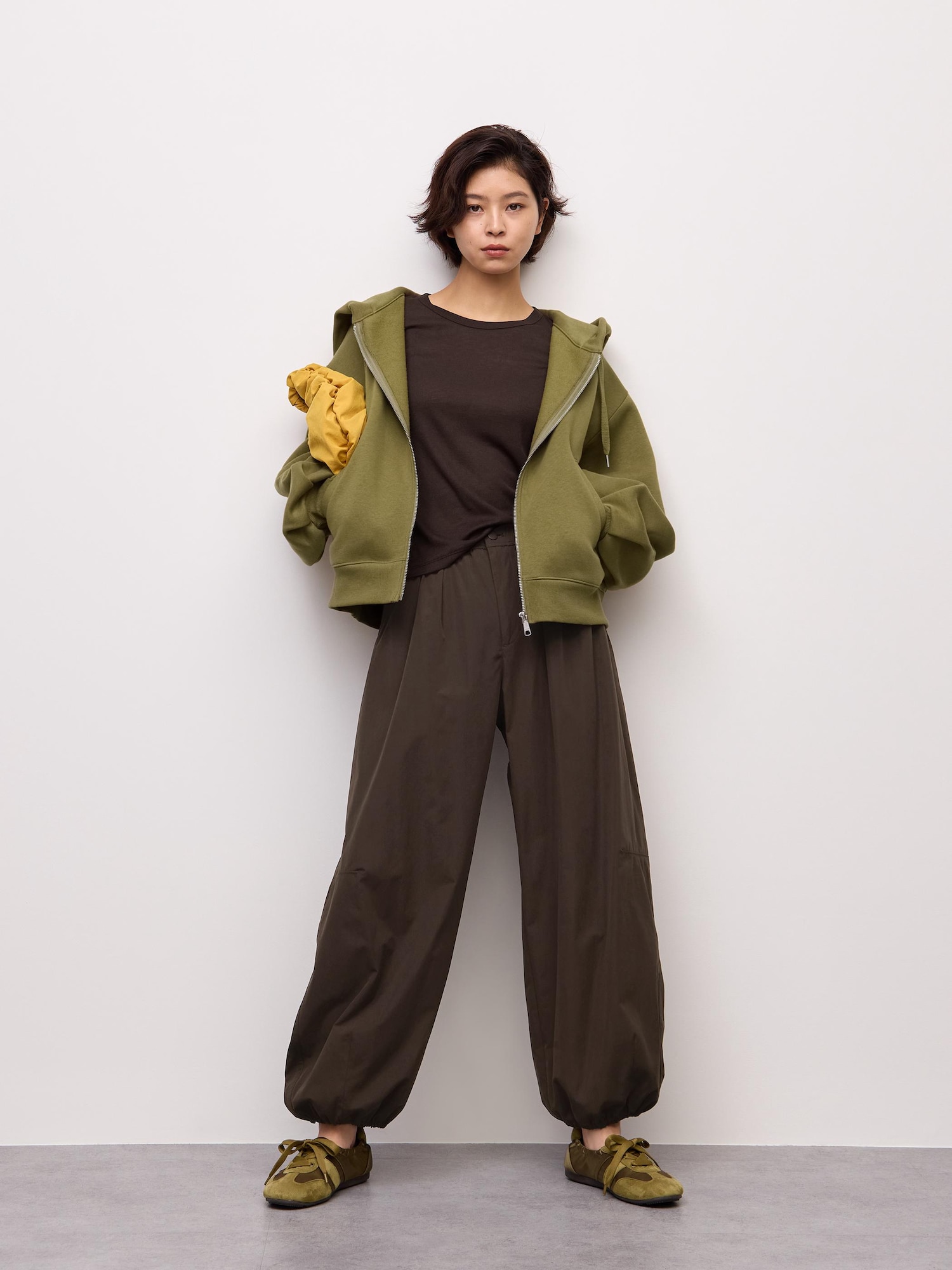 Polyester Balloon Pants — Dark Brown