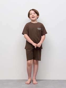 KIDSコットンラウンジセット(半袖&ショートパンツ)(ロゴ)
