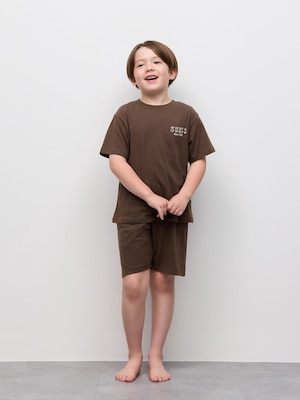 KIDSコットンラウンジセット(半袖&ショートパンツ)(ロゴ)