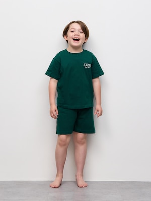KIDSコットンラウンジセット(半袖&ショートパンツ)(ロゴ)