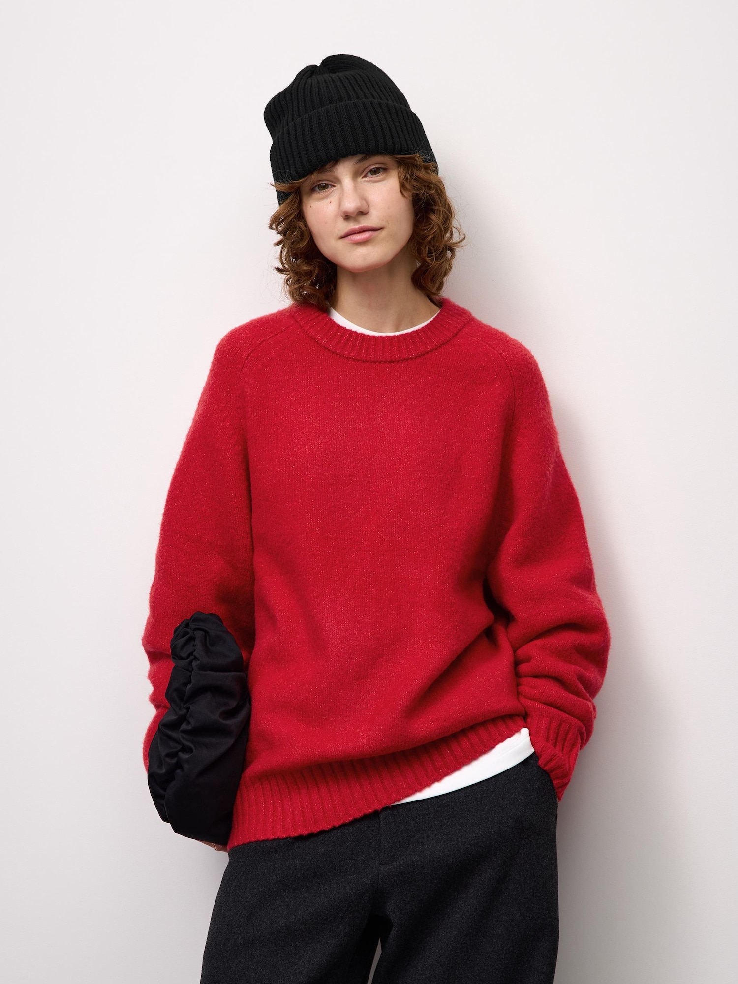 新品 pois タオルタッチニット GU公式 | パフィータッチニットクルーネックセーターCL(ユニセックス)