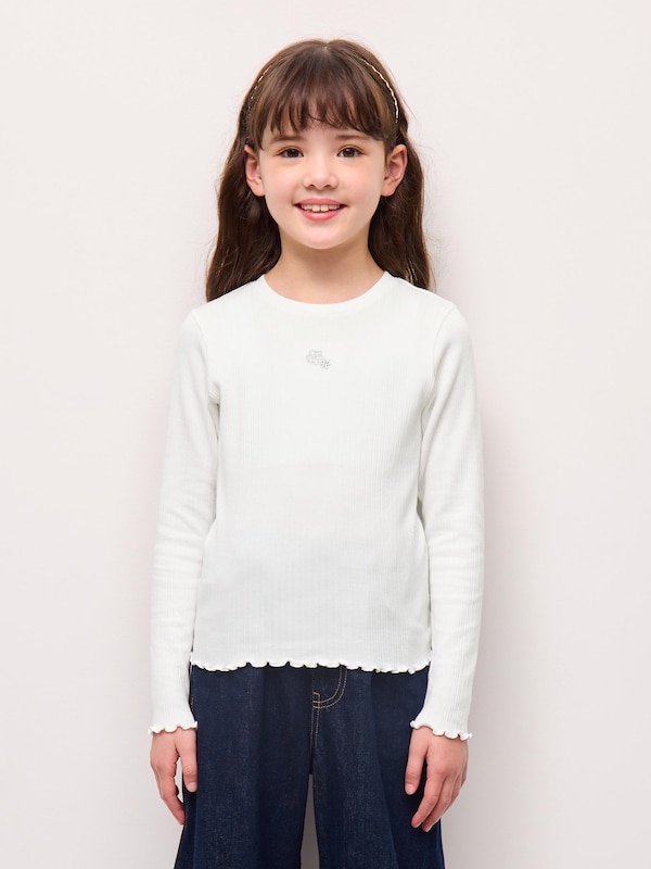 GIRLSリブクルーネックT(長袖)PF