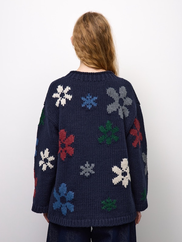 フラワージャカードオーバーサイズニットチュニックPF