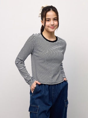 TEENリブクロップドボーダーT JRUL