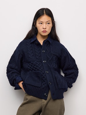 ケーブルクルーネックカーディガン ENGINEERED GARMENTS