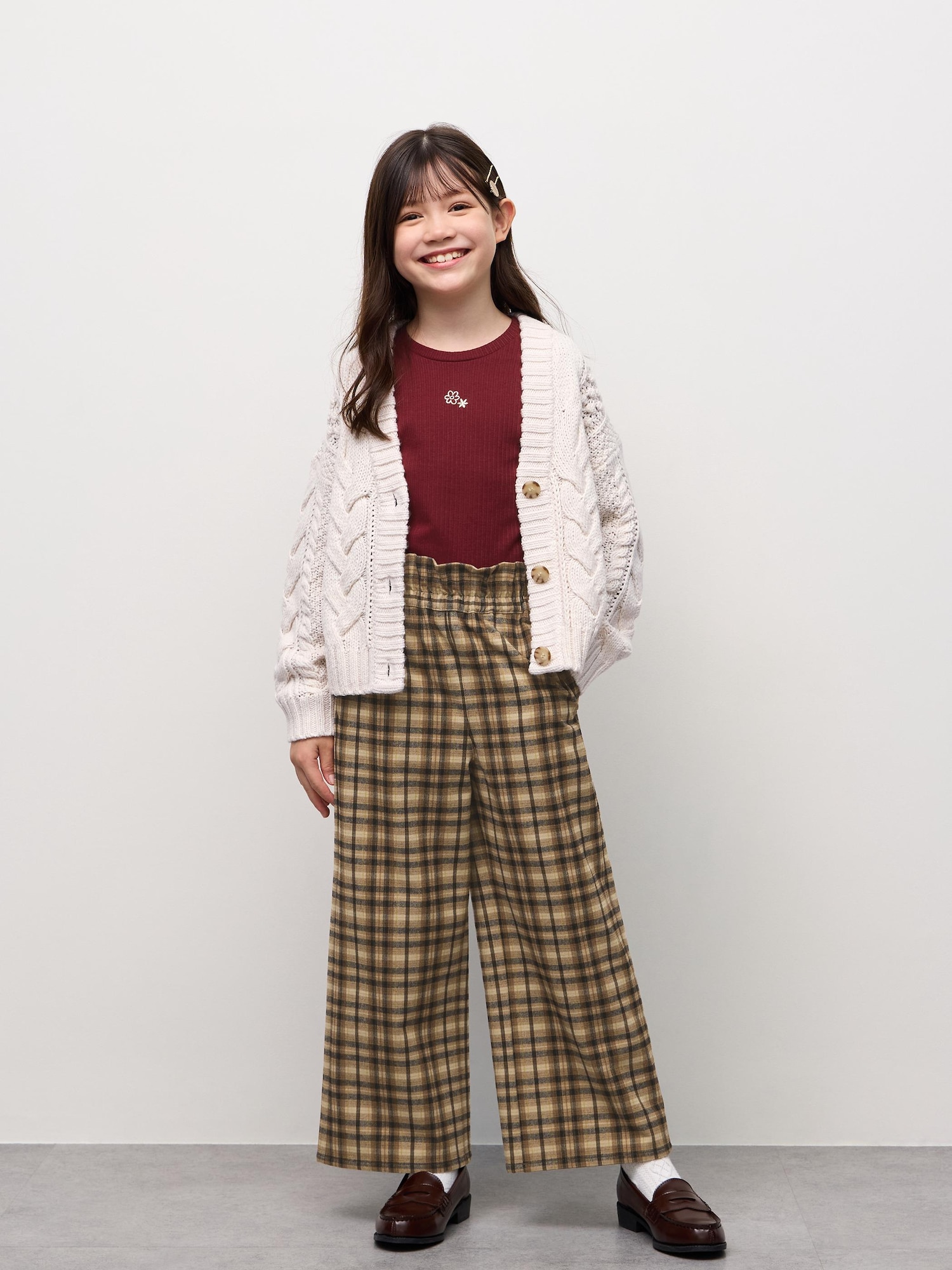 GIRLS起毛ワイドパンツ(チェック)
